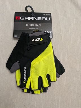 Garneau Biogel RX-V Half Finger Cycling Gloves - High-Vis Yellow/Black Size 3XL